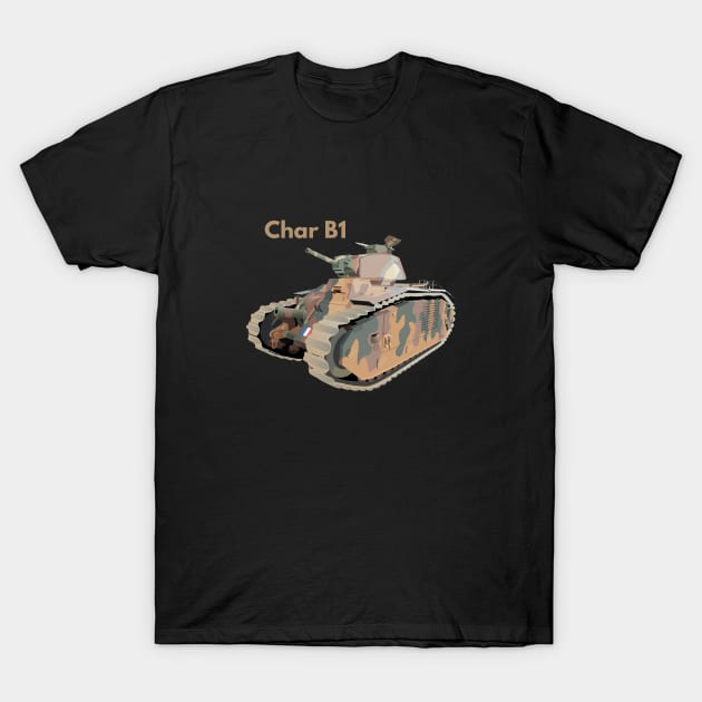 Char B1 WW2 French Tank T-Shirt by NorseTech